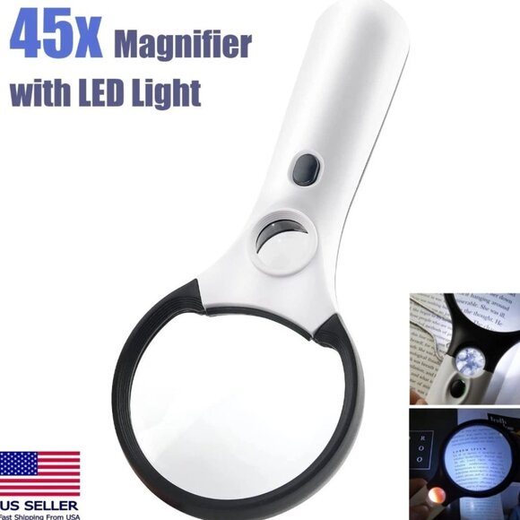3 LED Light 45X Handheld Magnifier Reading Magnifying Glass Lens Jewelry Loupe - Picture 1 of 5